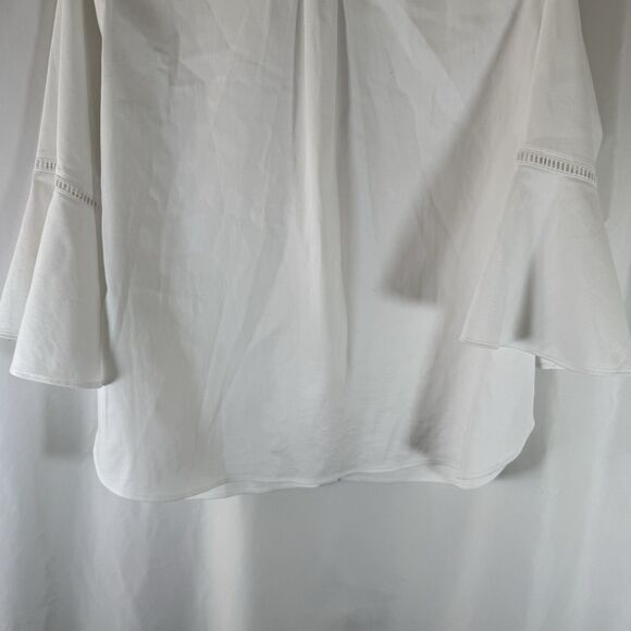 Chico's Button Down Shirt Women's Small 6 White Bell Sleeve 3/4 Sleeve Collared - Picture 10 of 10